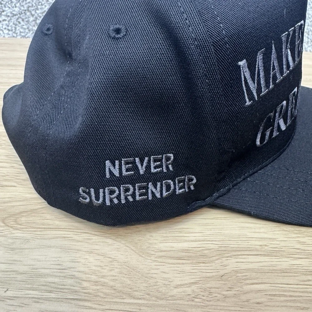 Make‎ America Great Again Hat Cap Snap Back Never Surrender Dark MAGA Black USA